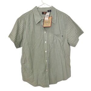 Route 66 16W Green Plaid Short Sleeve Button Down Shirt‎ Pocket Americana Retro